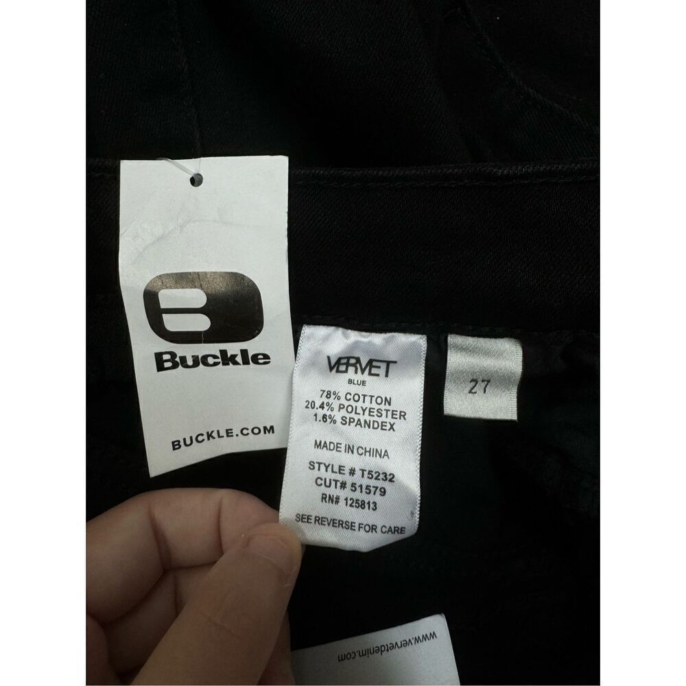 NWT Buckle Vervet Black Skeeter Stretch Boyfriend Distressed Black Jeans Size 27 - Picture 6 of 9